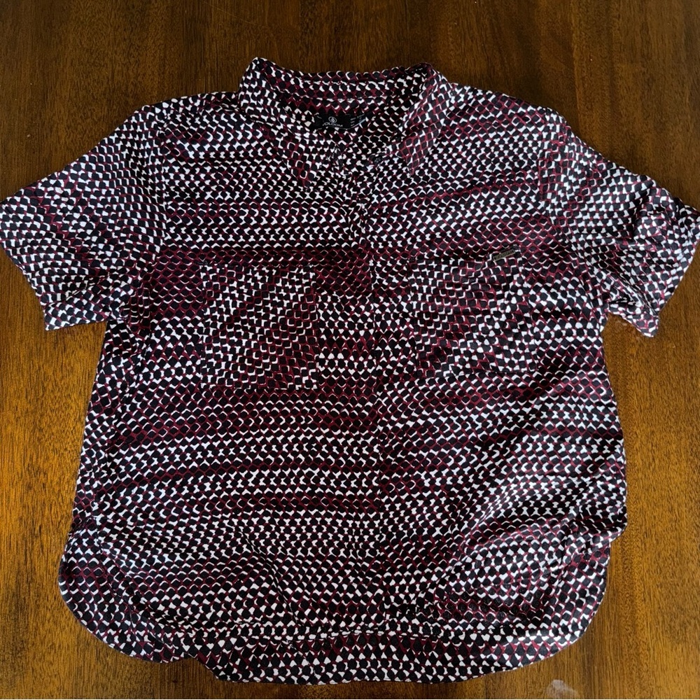 Volcom Stone Resort Button Up Shory Sleeve‎ Burgandy Black Size Small
